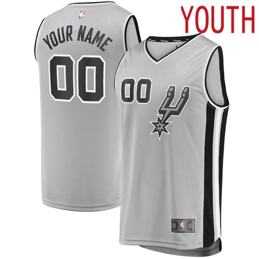 Youth San Antonio Spurs Fanatics Branded Silver Fast Break Custom Replica NBA Jersey